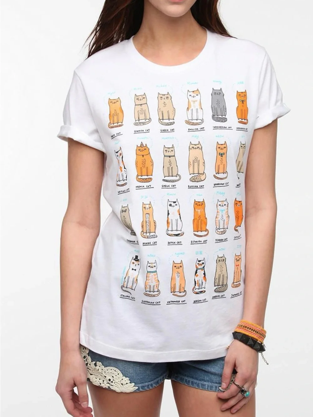 ISO Urban Outfitters Gemma Correll cats meowing in different languages tee